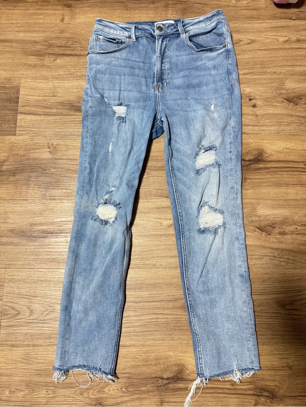Light Blue Distressed RISEN Women's Jeans - Classic High-Rise Style